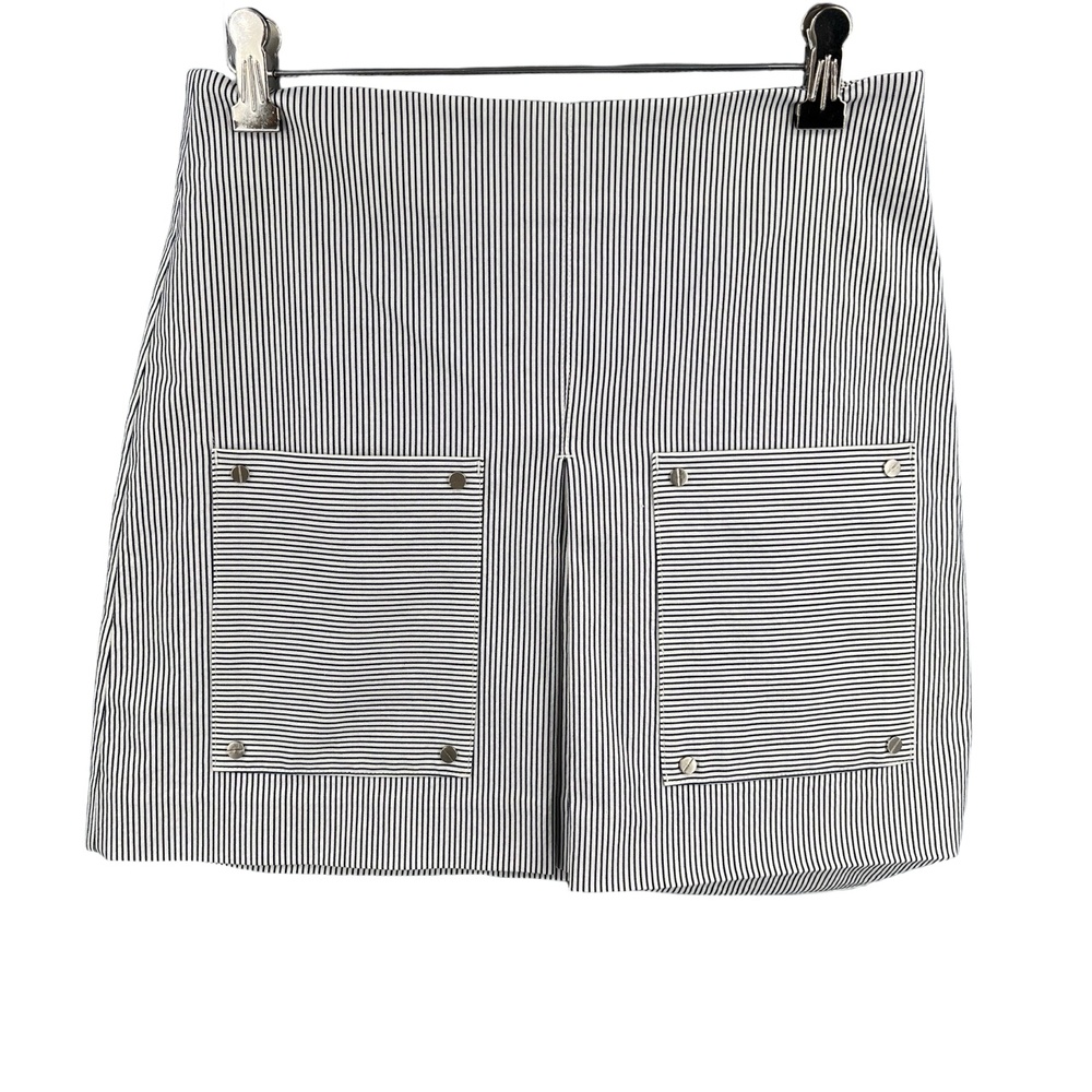 Veronica Beard Skirt Navy Stripe A Line Mini Patch Pockets USA Made Size‎ 2
